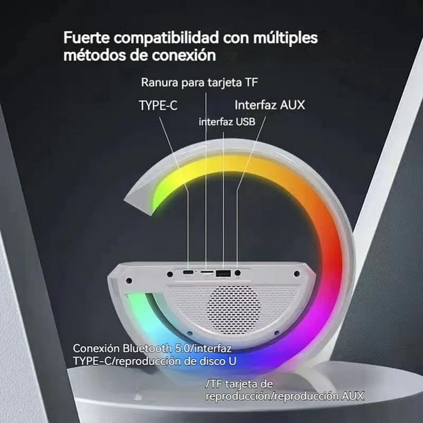 Lampara 6 en 1 diseño G, Cargador Altavoz Bluetooth Reloj despertador Radio FM BT-3401 - Imagen 13