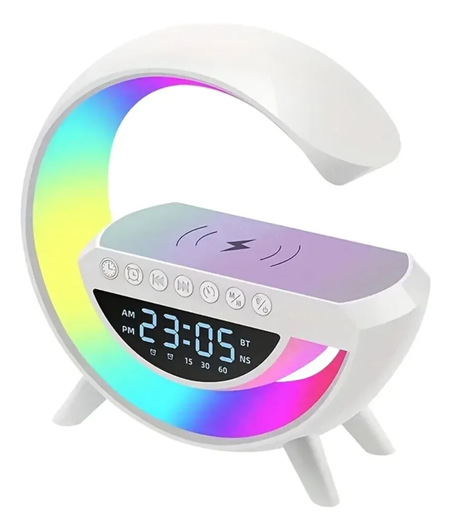 Lampara 6 en 1 diseño G, Cargador Altavoz Bluetooth Reloj despertador Radio FM BT-3401 - Imagen 7