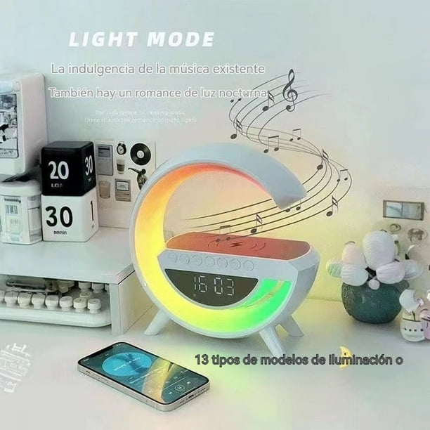 Lampara 6 en 1 diseño G, Cargador Altavoz Bluetooth Reloj despertador Radio FM BT-3401 - Imagen 14