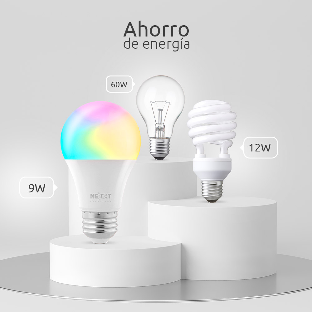 Paquete de Bombillas Inteligentes LED RGB Wi-Fi 9W E26 - Nexxt 4 Unidades - Imagen 4