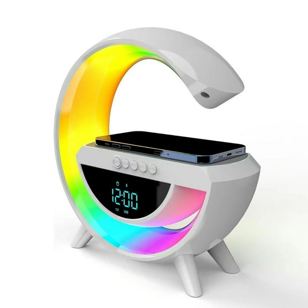 Lampara 6 en 1 diseño G, Cargador Altavoz Bluetooth Reloj despertador Radio FM BT-3401 - Imagen 2