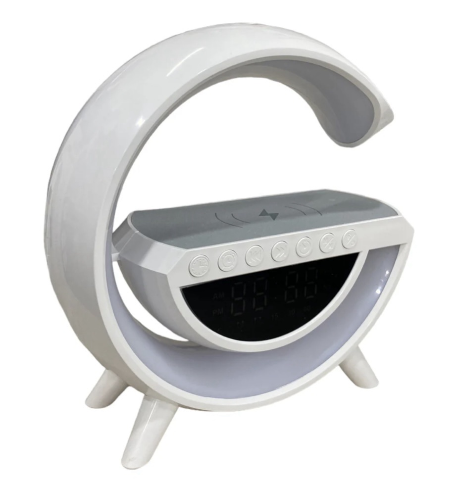 Lampara 6 en 1 diseño G, Cargador Altavoz Bluetooth Reloj despertador Radio FM BT-3401 - Imagen 3