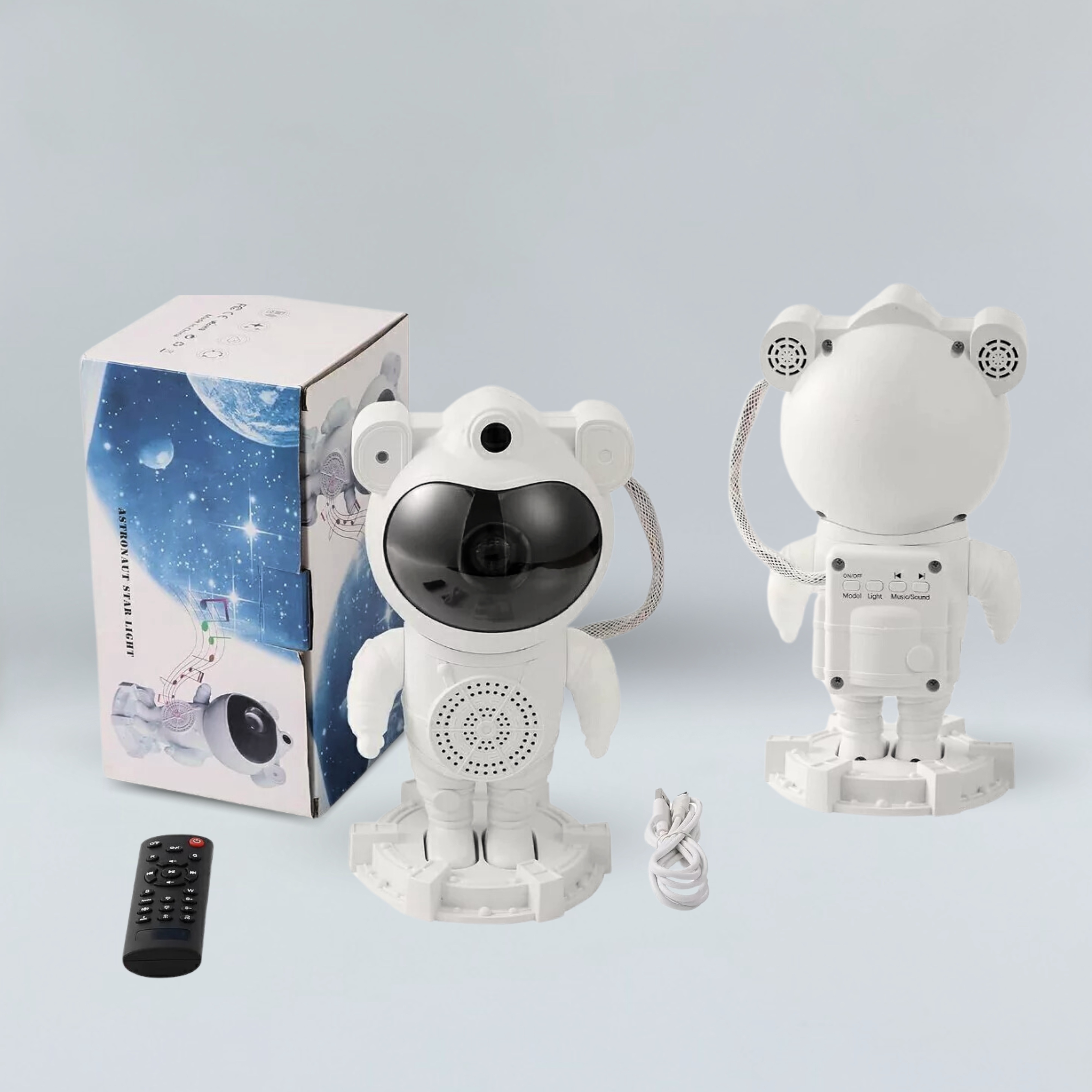 Proyector de Estrellas de la Galaxia con Astronauta luz nocturna con altavoces de música, control remoto y control de teclas - Alimentado por USB - Imagen 3
