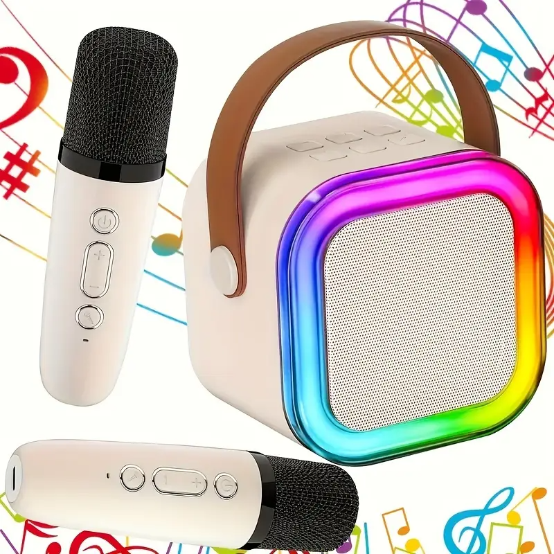 Sistema de Karaoke Portátil Mini con bocina y dos Micrófonos Inalámbricos Rosado - Imagen 18