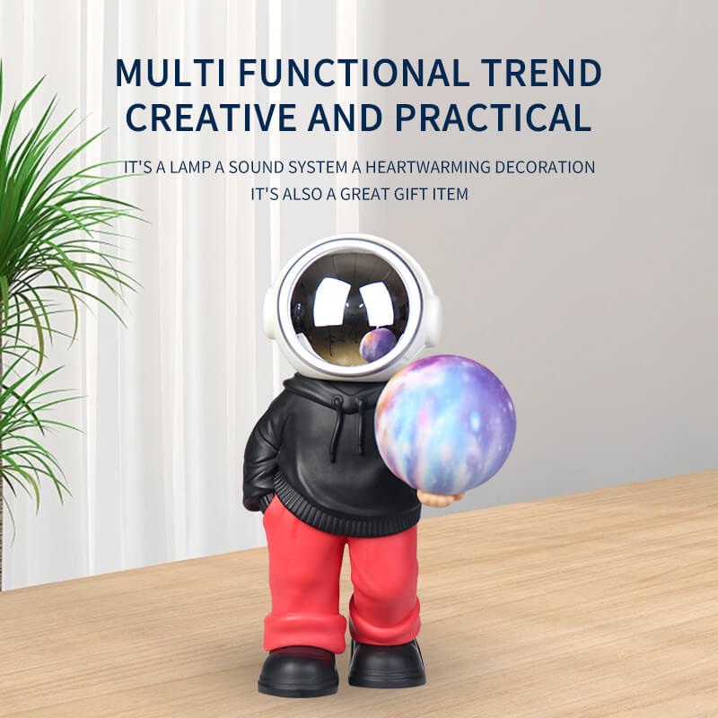 Spaceman - Bocina portátil Bluetooth diseño de astronauta estéreo HIFI multifunción Mini caja De sonido para ordenador De escritorio con Lámpara diseño de luna y universo - Imagen 9