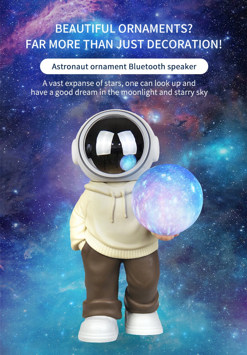 Spaceman - Bocina portátil Bluetooth diseño de astronauta estéreo HIFI multifunción Mini caja De sonido para ordenador De escritorio con Lámpara diseño de luna y universo - Imagen 5