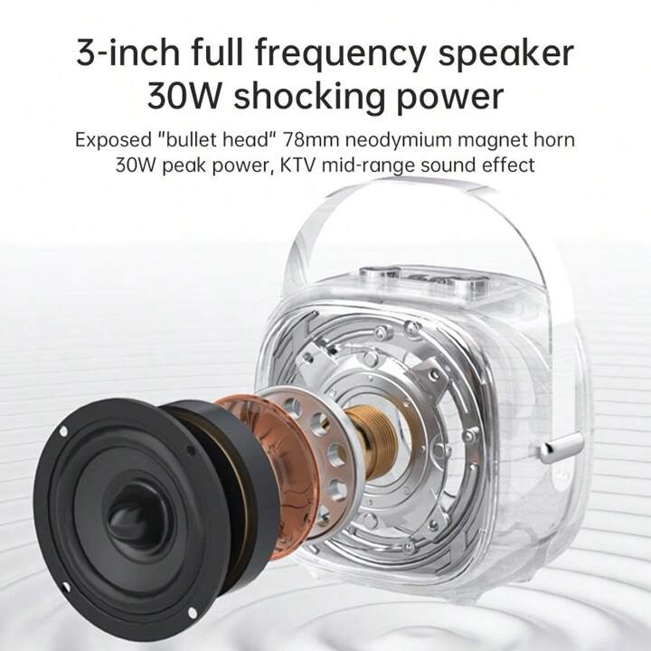 Bocina de karaoke Bluetooth K29 blanca con luz LED y  dos micrófonos inalámbricos - Imagen 5