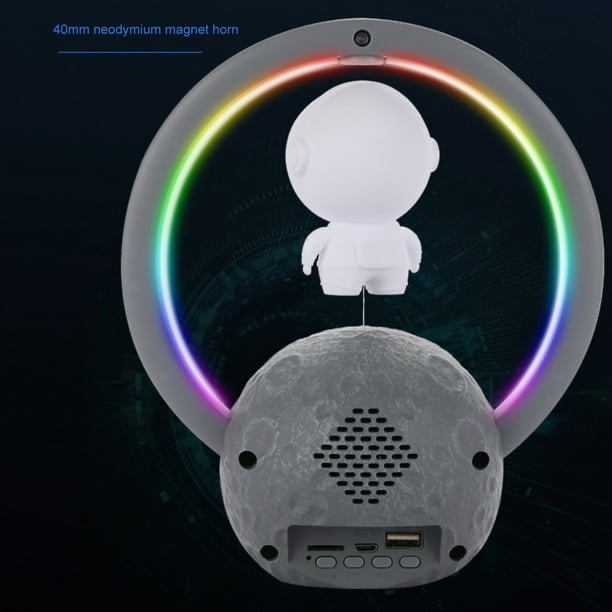 Bocina Bluetooth de Astronauta Flotante con Luz RGB, Ajuste Táctil y Bluetooth 5.0 - Oro - Imagen 6