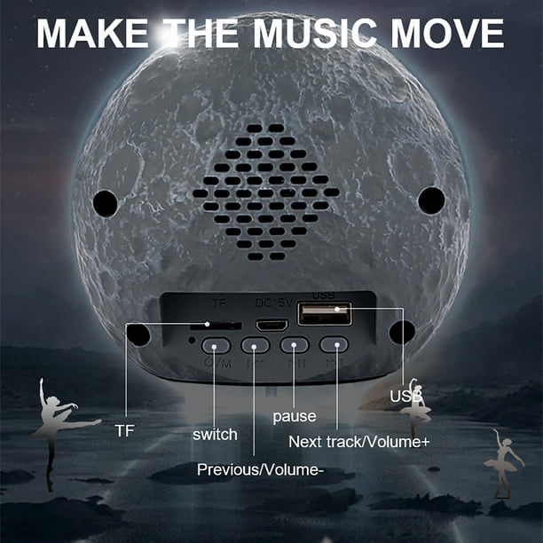 Bocina Bluetooth de Astronauta Flotante con Luz RGB, Ajuste Táctil y Bluetooth 5.0 - Oro - Imagen 7