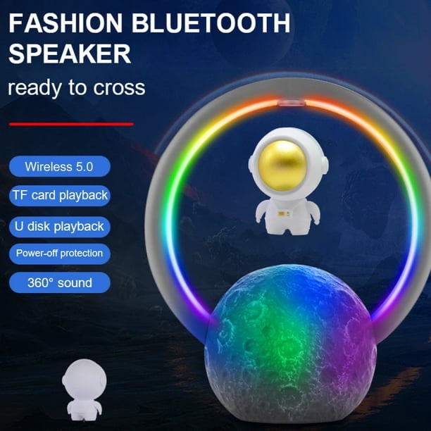 Bocina Bluetooth de Astronauta Flotante con Luz RGB, Ajuste Táctil y Bluetooth 5.0 - Oro - Imagen 10