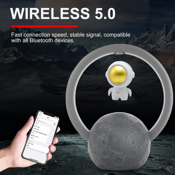 Bocina Bluetooth de Astronauta Flotante con Luz RGB, Ajuste Táctil y Bluetooth 5.0 - Oro - Imagen 12