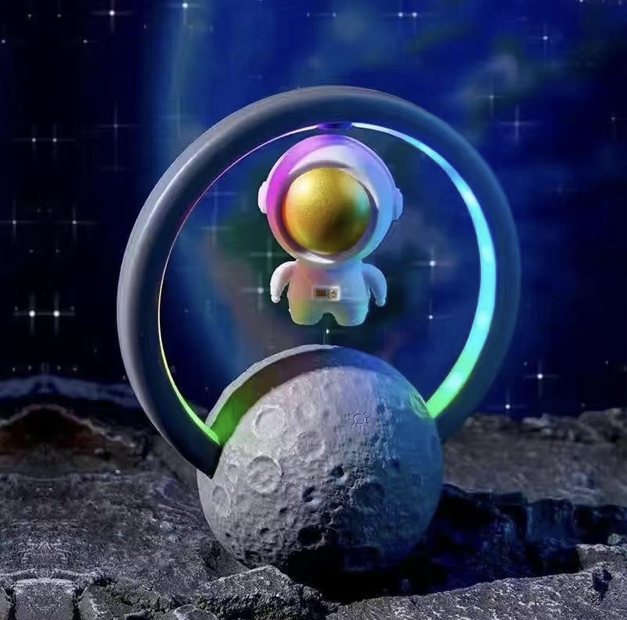 Bocina Bluetooth de Astronauta Flotante con Luz RGB, Ajuste Táctil y Bluetooth 5.0 - Oro - Imagen 5