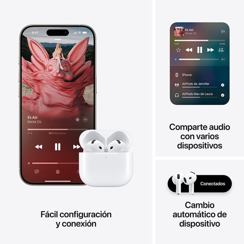 Audífonos Apple Airpods 4 Con Cancelación De Ruido, Inalámbricos, Con Estuche De Carga, Color Blanco - Imagen 4