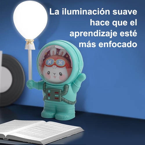 Lámpara De Noche Con Sacapuntas: Oso Con Globos,alta Calidad Conejo Espacial Rosa - Imagen 9