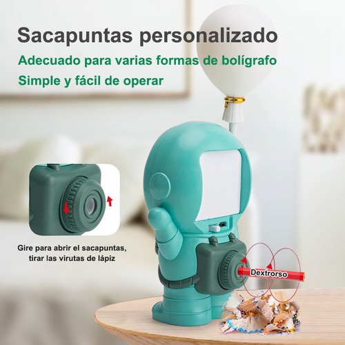 Lámpara De Noche Con Sacapuntas: Oso Con Globos,alta Calidad Conejo Espacial Rosa - Imagen 5