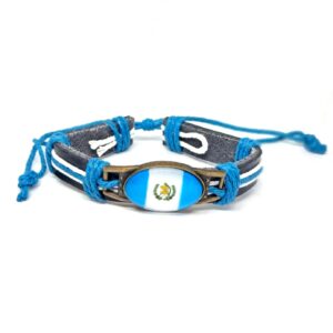 Pulsera de cuero con bandera de Guatemala
