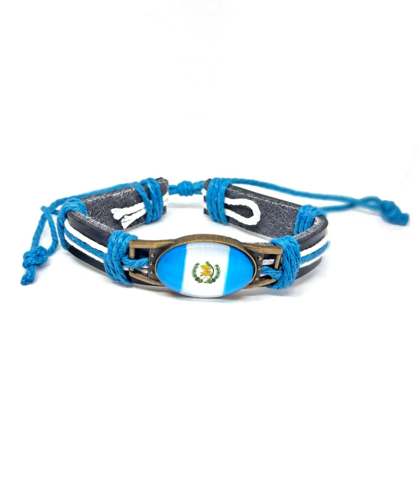 Pulsera de cuero con bandera de Guatemala