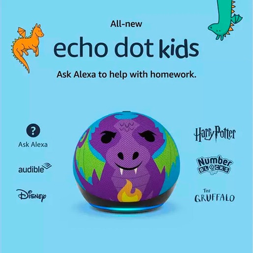 Bocina inteligente Amazon Alexa Echo dot Kids diseño de Dragón 5ta Generación - Imagen 4