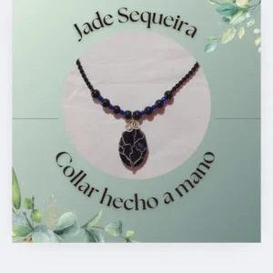 Collar tejido con piedra lapislasuli con cuentas de Aventurina azul
